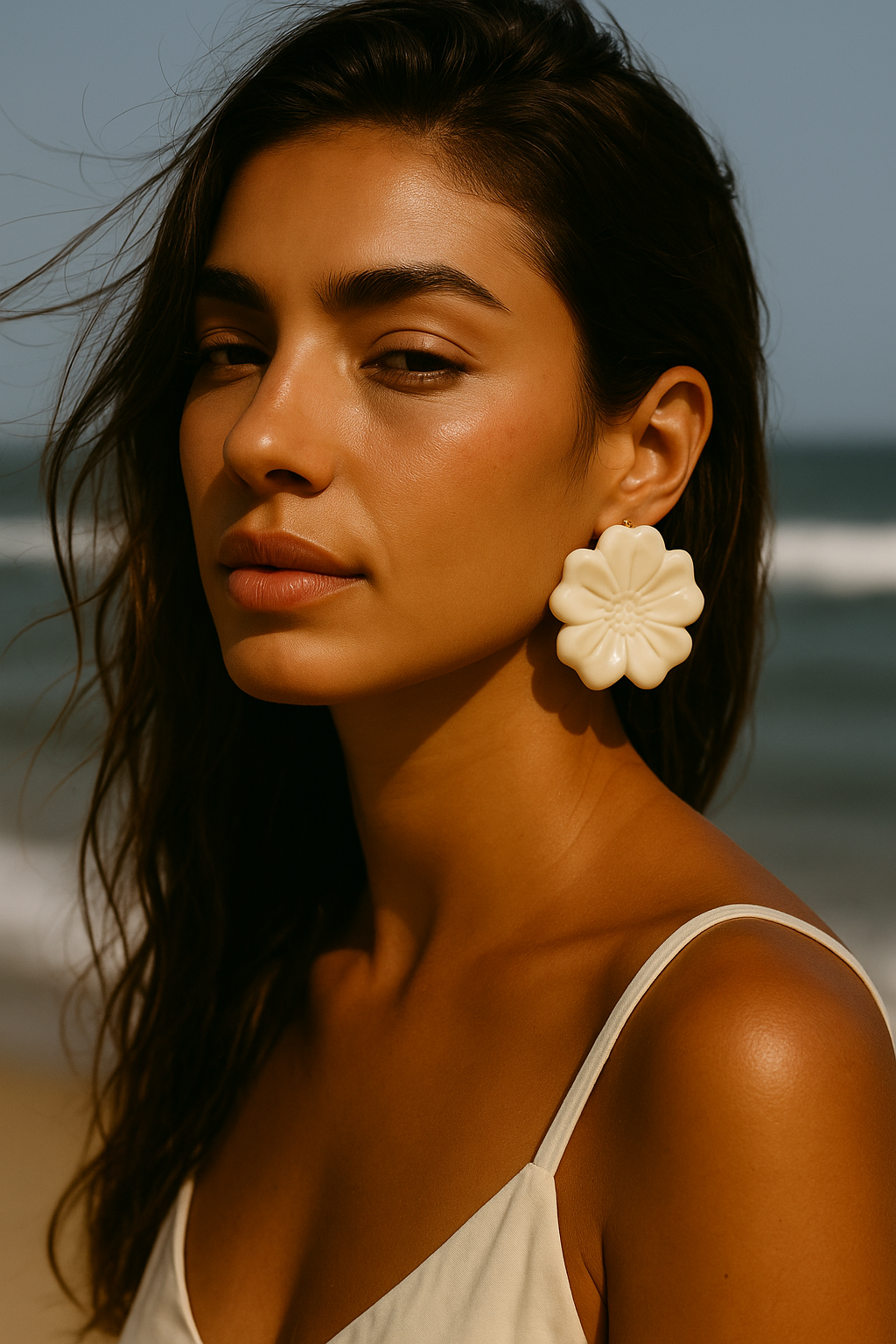 Fleur Marbrée – Boucles d’oreilles en résine 48 mm (5 couleurs)