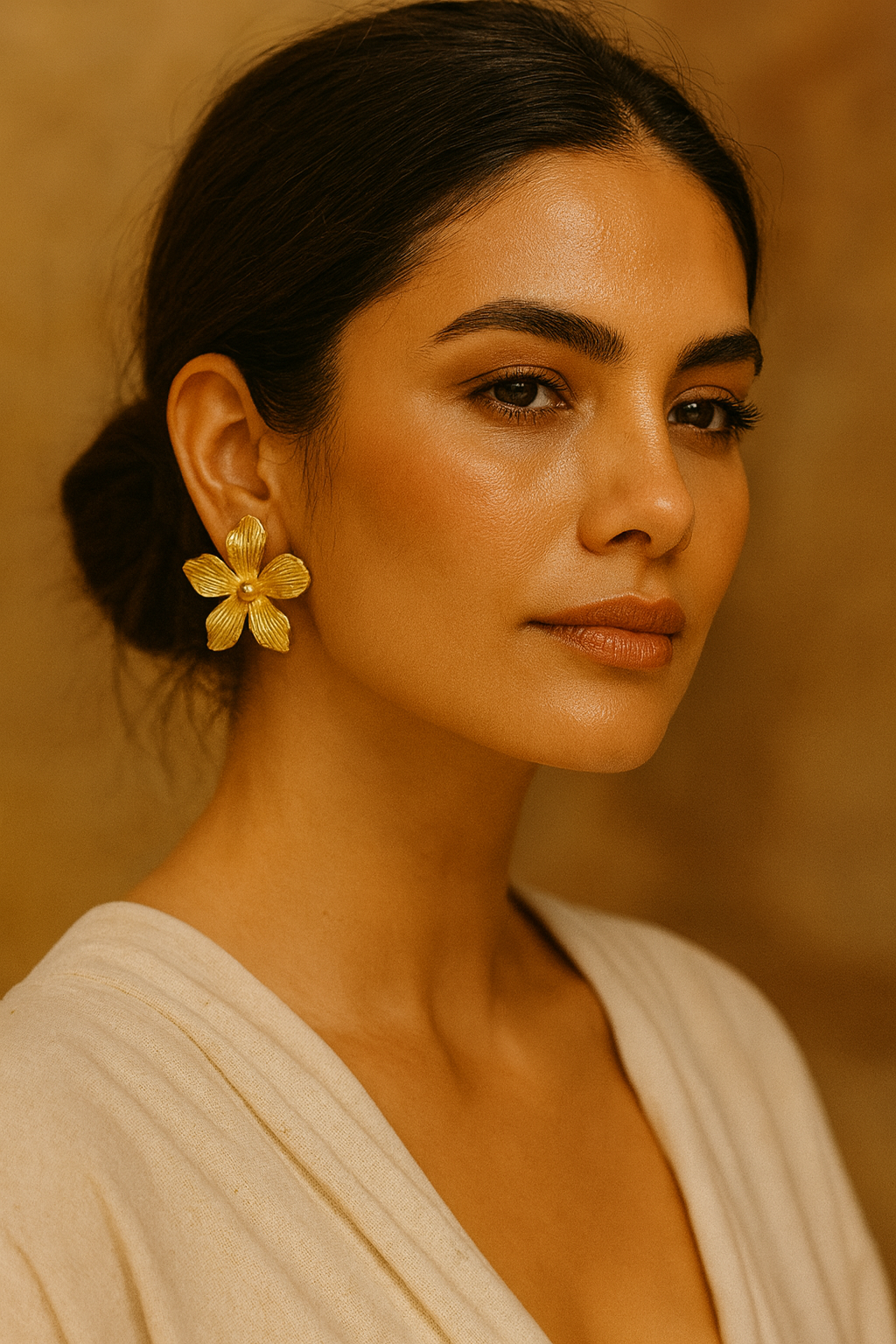 Pétales d'Or - Boucles d'oreilles inoxydables