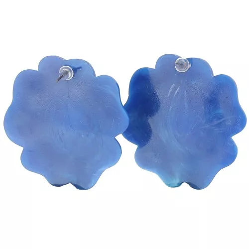 Fleur Marbrée – Boucles d’oreilles en résine 48 mm (5 couleurs)