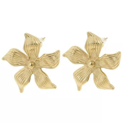 Pétales d'Or - Boucles d'oreilles inoxydables