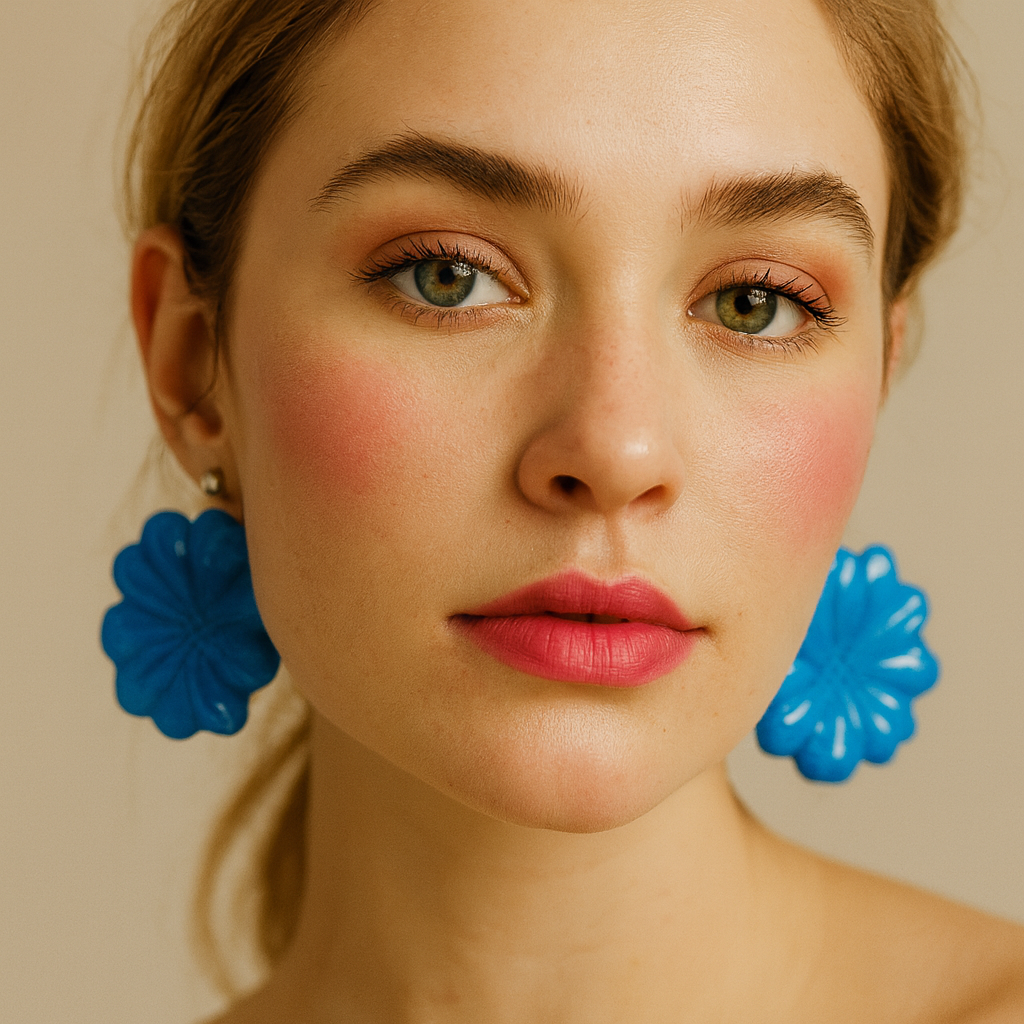 Fleur Marbrée – Boucles d’oreilles en résine 48 mm (5 couleurs)