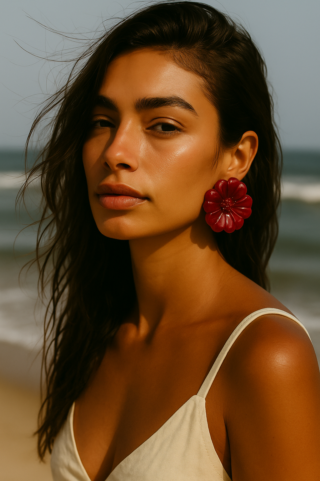 Fleur Marbrée – Boucles d’oreilles en résine 48 mm (5 couleurs)