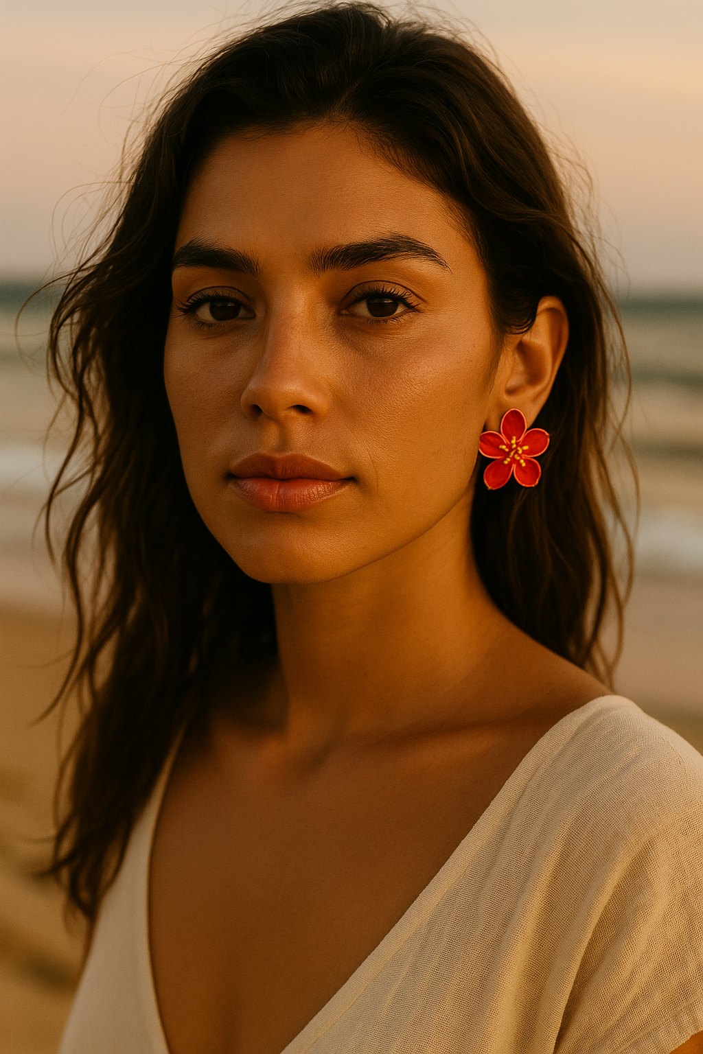 Éclat Rouge – Boucles d’oreilles fleur de cerisier inoxydables
