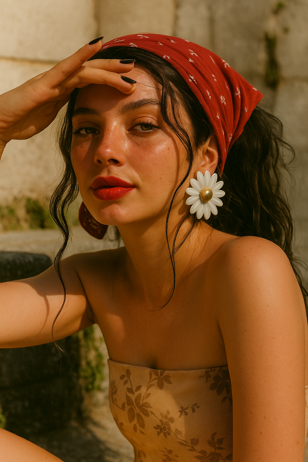 Marguerite du Duo – Boucles en résine & Clips dorés inox — deux styles