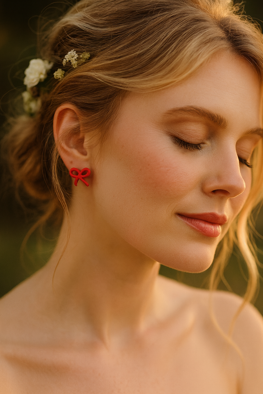 Nœud d’Élégance – Clous en Acétate Rouge 15 mm
