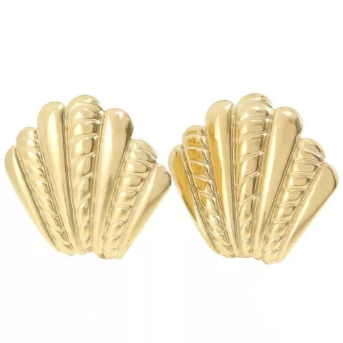 Ondes Dorées – Boucles Coquillage Torsadé en Acier Inox 18K