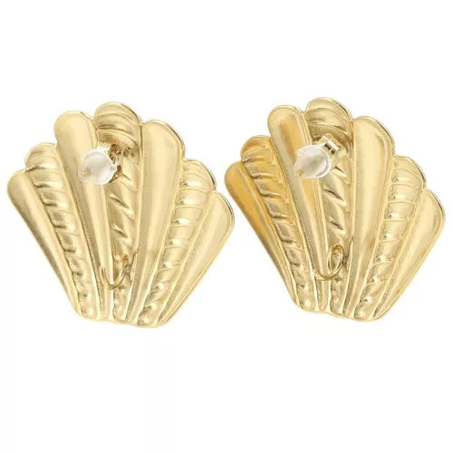 Ondes Dorées – Boucles Coquillage Torsadé en Acier Inox 18K