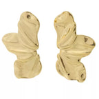 Demi-Fleur Plissée 45 × 25 mm – Boucles d’oreilles inox doré