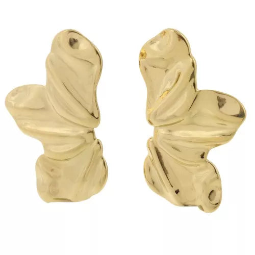 Demi-Fleur Plissée 45 × 25 mm – Boucles d’oreilles inox doré