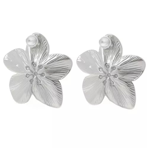 Fleur de Cerisier 30 mm – murmure -Boucles d’oreilles inoxydables (doré & argent)