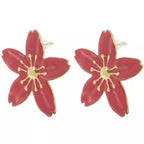 Éclat Rouge – Boucles d’oreilles fleur de cerisier inoxydables