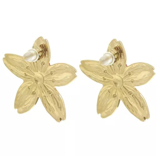 Éclat Rouge – Boucles d’oreilles fleur de cerisier inoxydables