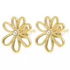 Fleur Ajourée 16 mm – Créoles zirconium inox doré