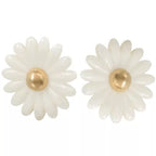 Marguerite du Duo – Boucles en résine & Clips dorés inox — deux styles