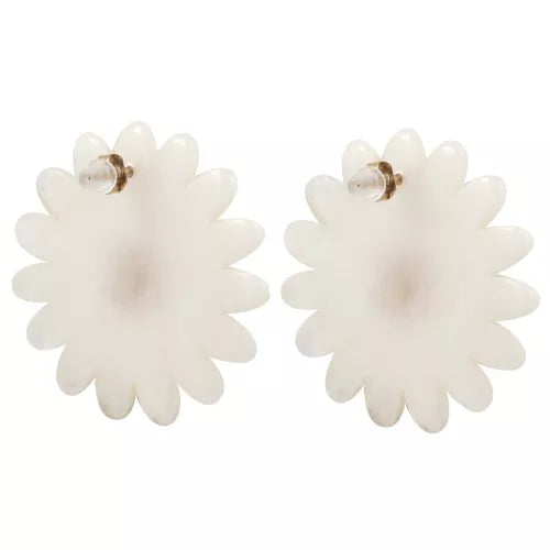 Marguerite du Duo – Boucles en résine & Clips dorés inox — deux styles