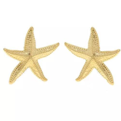 Étoiles d’Océan – Clips d’Oreilles en Acier Doré
