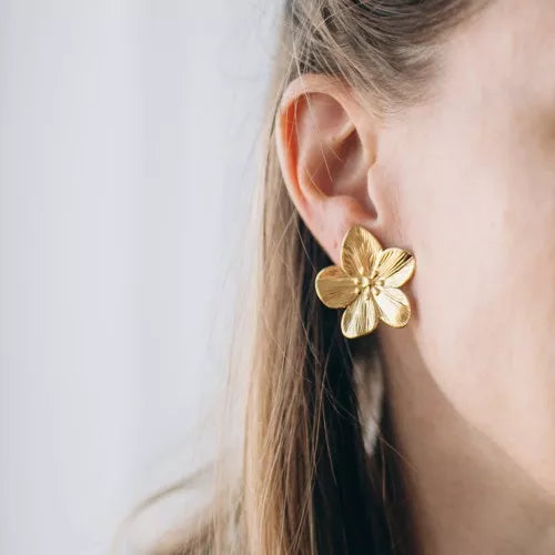 Fleur de Cerisier 30 mm – murmure -Boucles d’oreilles inoxydables (doré & argent)
