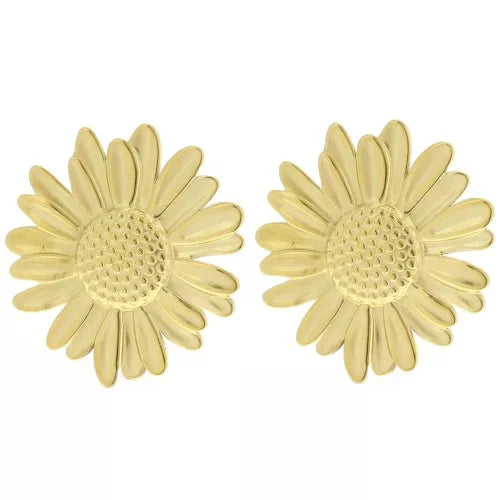 Marguerite du Duo – Boucles en résine & Clips dorés inox — deux styles