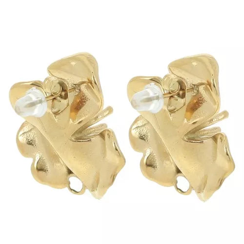 Floraison Éternelle – Clous Fleur Dorés & Résine Rouge 21 mm