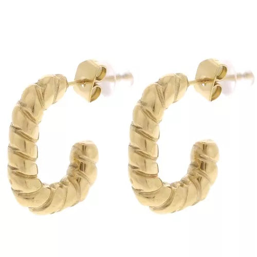Créoles Ovale Effet Corde 19 mm – Acier inoxydable doré