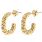 Créoles Ovale Effet Corde 19 mm – Acier inoxydable doré