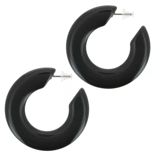 Élégance Sculptée – Créoles Plates en Résine Opaque 47 mm