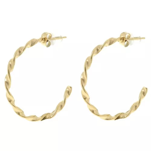 Créoles Torsadées Ouvertes 32 mm – Boucles d’oreilles inox doré
